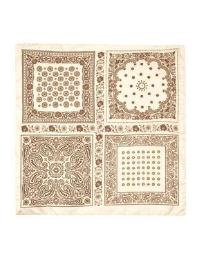 Tan Beige Paisley Western Wild Rag Scarf 34x34